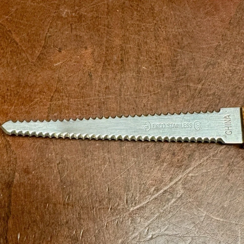 Ekco Stainless Steel Serrated Double Sided Blade Grapefruit Knife Wood‎ Handle